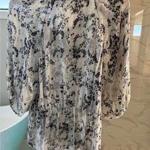 Banana Republic Black and White Floral Blouse